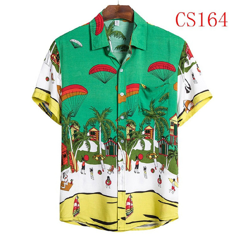 Flower Shirt Series High-quality Cotton Short-sleeved Lapel Shirt