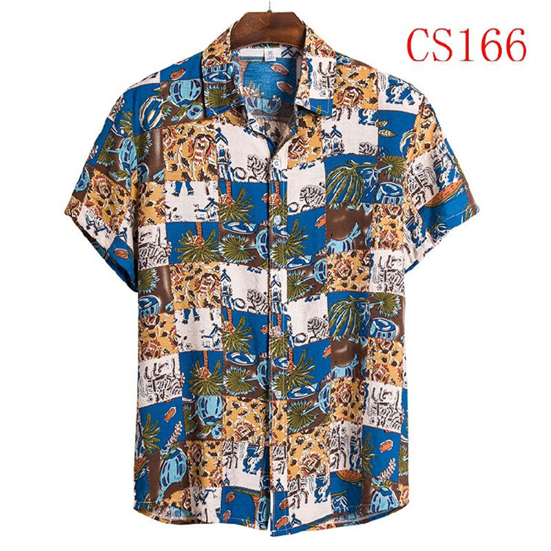 Flower Shirt Series High-quality Cotton Short-sleeved Lapel Shirt