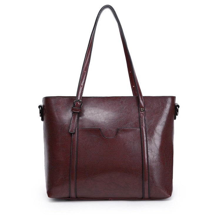 Retro European And American One Shoulder Messenger Bag Foreign Trade Oil Wax Leather Ladies Handbag Tote Bag
