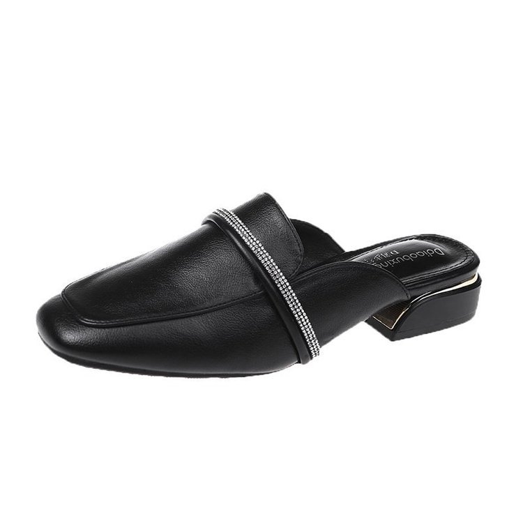 Baotou sandaler og tøfler, mellemhælet, semi-traveled, sommer nye afslappede, semi-understøttede, blødsålede damesko, tykhælede sko, kvinder