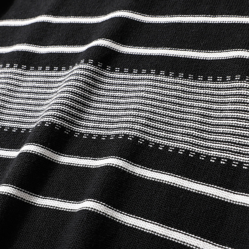 Ins Hong Kong Style Dropped Shoulder Loose Striped Sweater