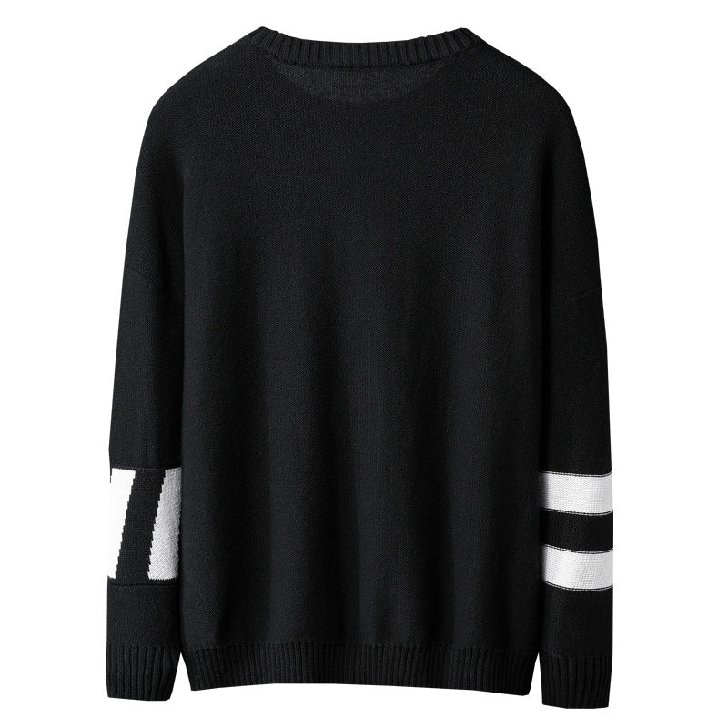 Ins Hong Kong Style Dropped Shoulder Loose Striped Sweater