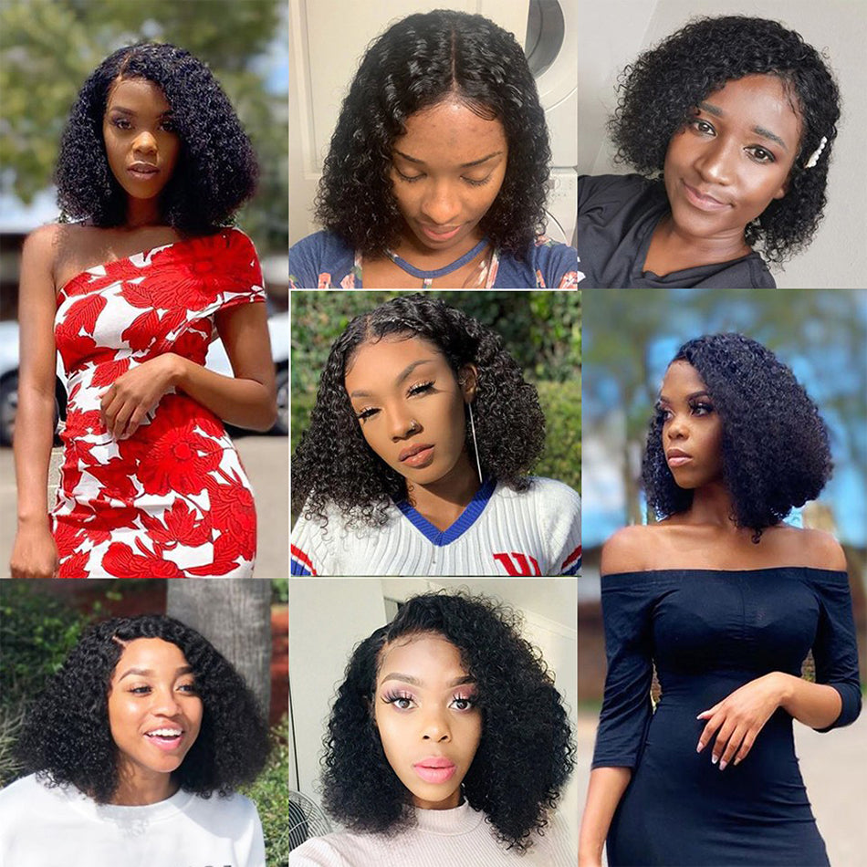 Chemical Fiber Wig Fashion Lady Medium Long Curly Hair Black Oblique Bangs Small Curly Wig Set
