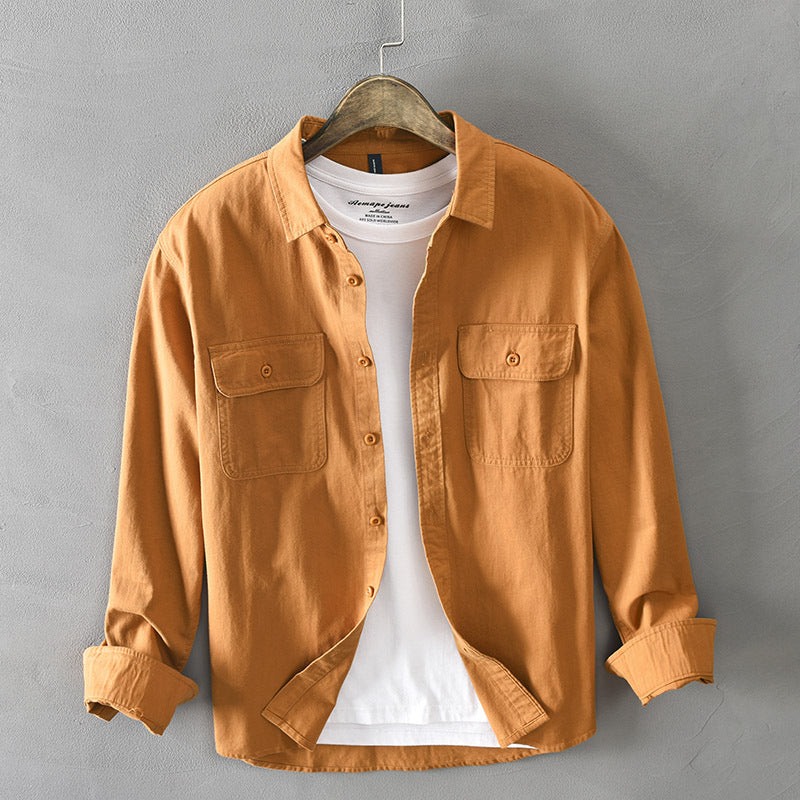 Hong Kong Style Trendy Handsome Loose White Shirt Men'S Long-Sleeved Cotton Casual Top Clothes Fashionable Handsome All-Match Shirt