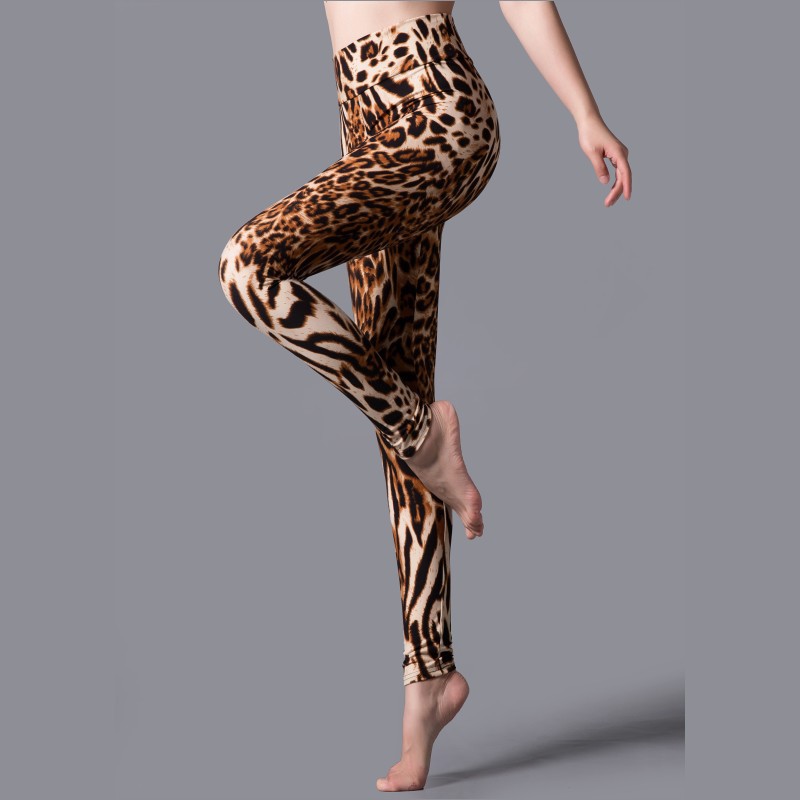 Forår Og Efterår Store Stræk Højtaljet Leopardprint Ydre Beklædning Leggings Sports Yoga Slim Fit Bukser Med Små Fødder Moderigtig Bred Talje