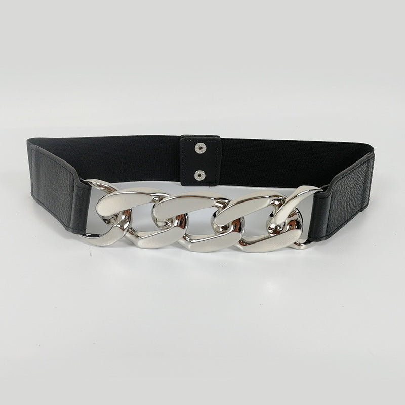 Ladies Elastic Elastic Belt Metal Chain Fashion All-Match Waistband Waist Simple Belt