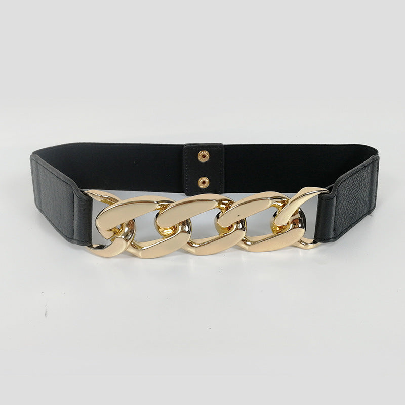 Ladies Elastic Elastic Belt Metal Chain Fashion All-Match Waistband Waist Simple Belt