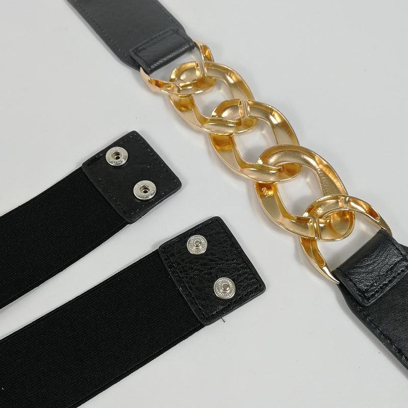 Ladies Elastic Elastic Belt Metal Chain Fashion All-Match Waistband Waist Simple Belt