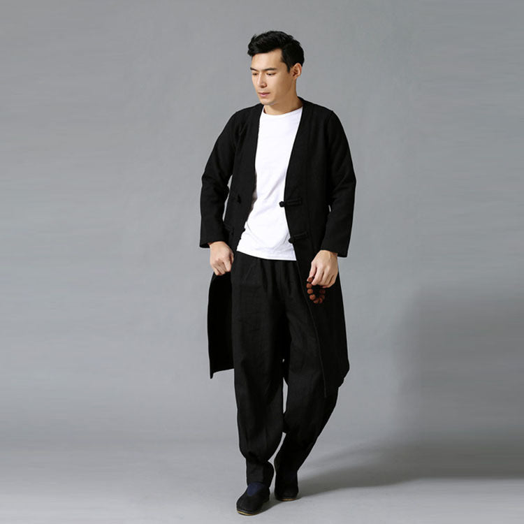 Large Size Men's Jacket With Chinese Disc Button