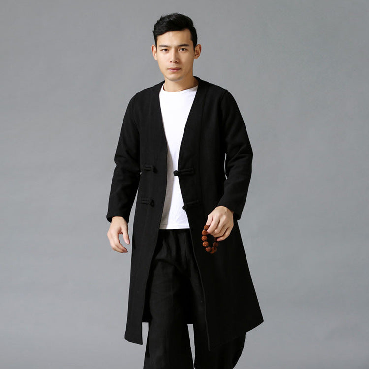 Large Size Men's Jacket With Chinese Disc Button