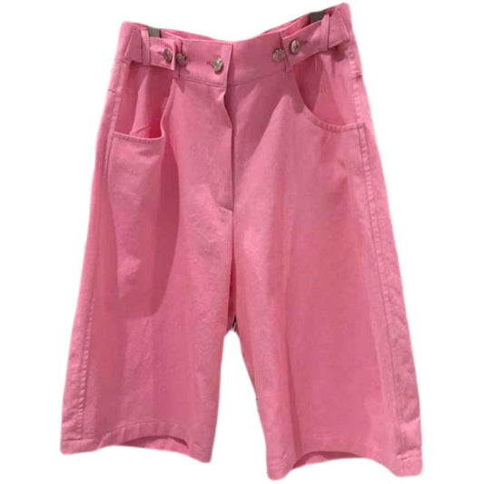 Solid Color High Waist Five-point Wide-leg Pants Loose Casual Trousers