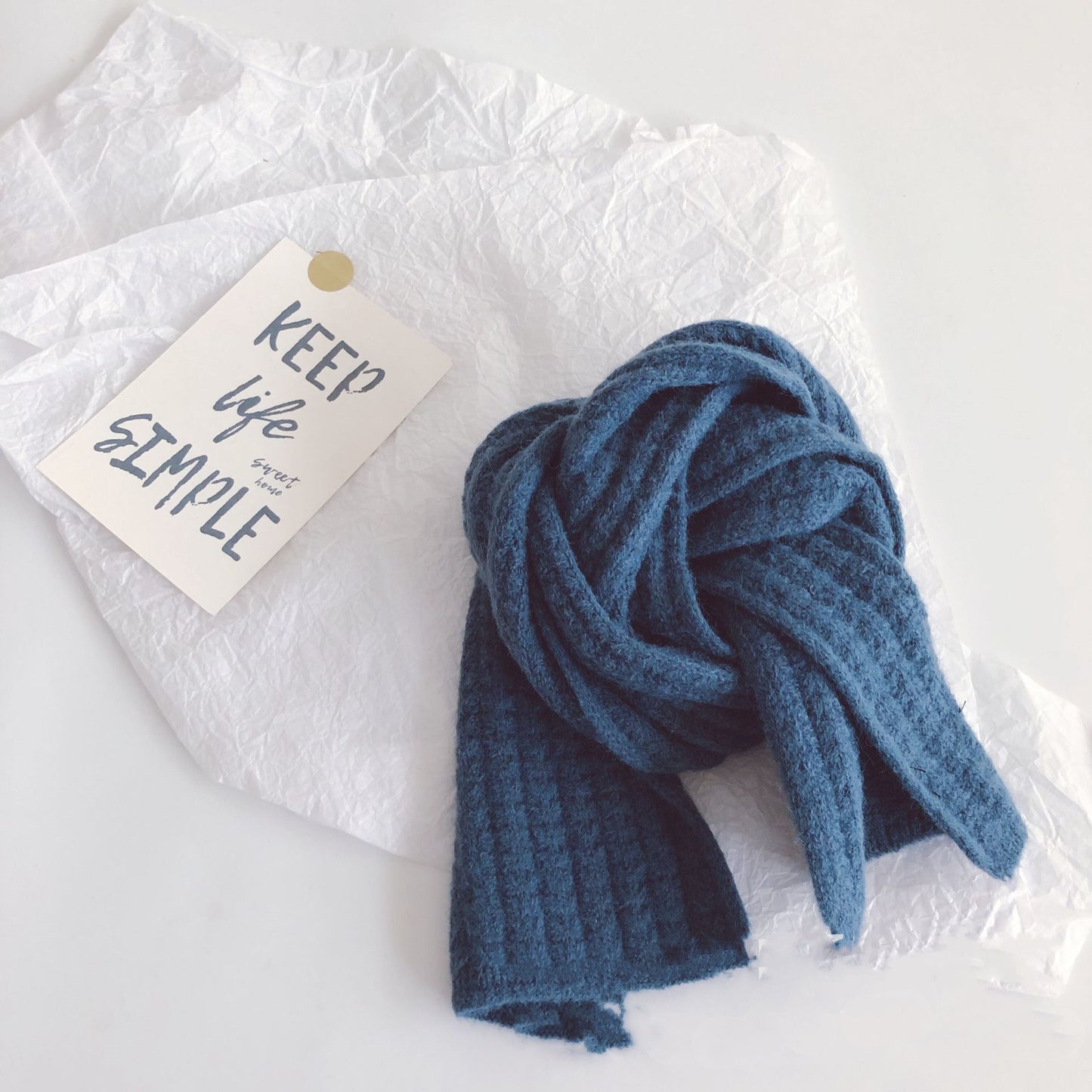 Pure Color Corn Kernels Children'S Lengthened Knitted Scarf
