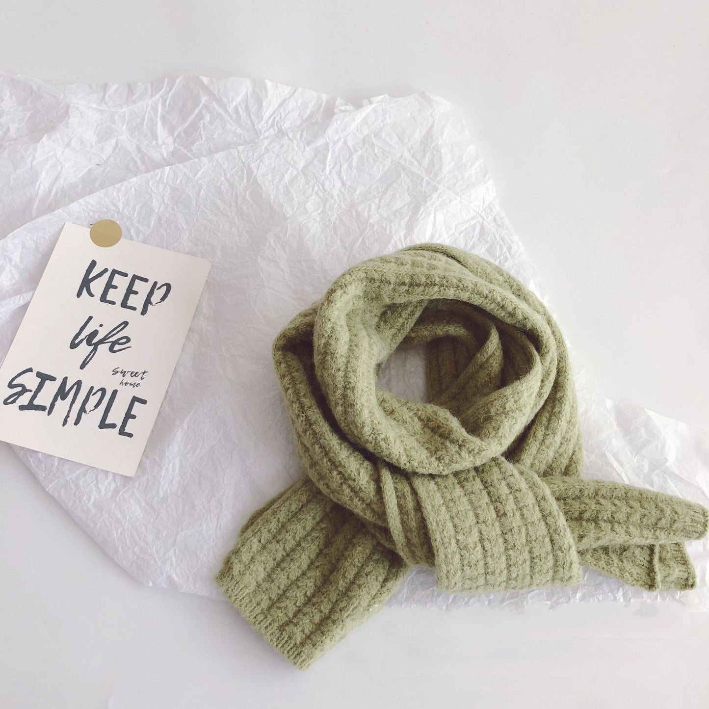 Pure Color Corn Kernels Children'S Lengthened Knitted Scarf