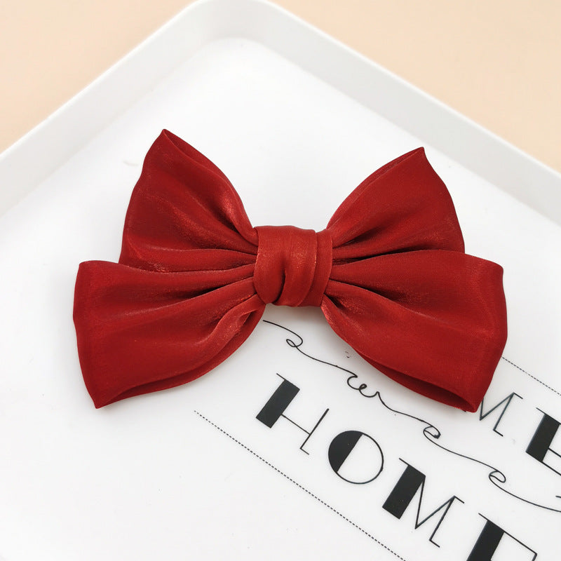 French Pearl Satin Bow Hairpin