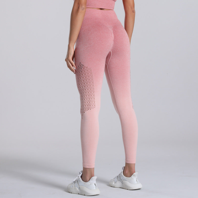 Seamless Tights Fitness Pants Hip-Lifting Quick-Drying Stretch Sports Running Yoga Aerobics Trousers