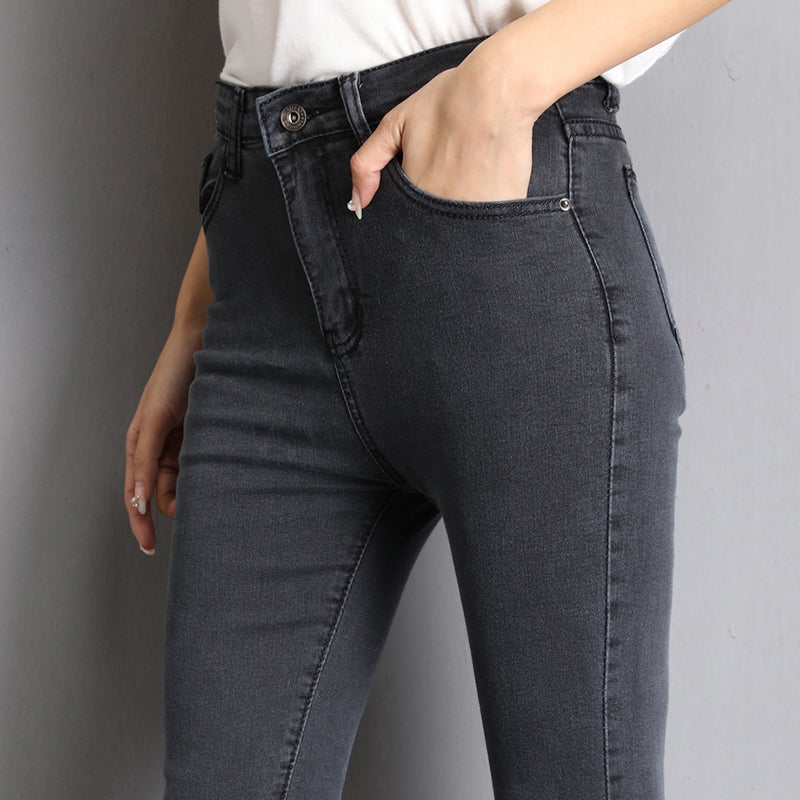 Kg Plus Size Jeans Female Fat Sister Small Feet High Waist Pants