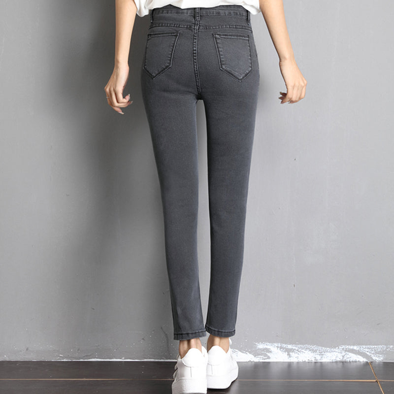 Kg Plus Size Jeans Female Fat Sister Small Feet High Waist Pants
