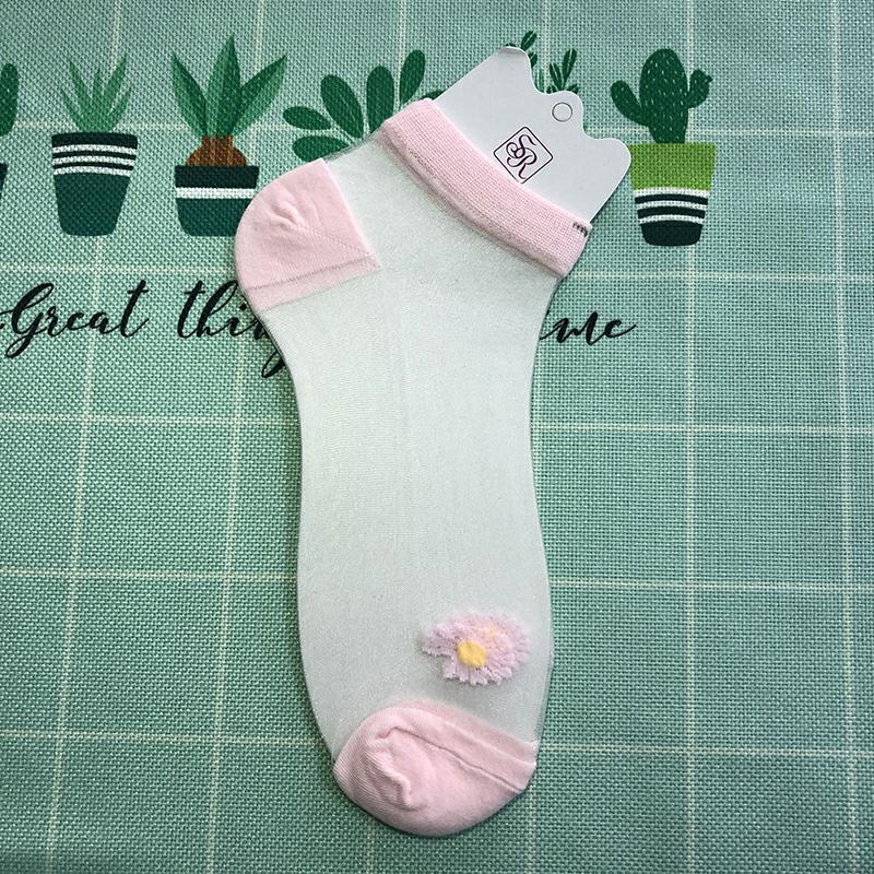 Small Daisy Glass Stockings Female Summer Socks Boat Socks Net Red Socks Shallow Mouth Transparent Socks