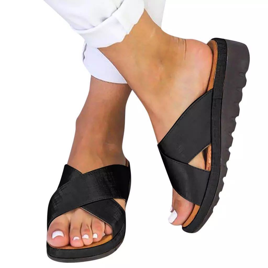 Cross Wedge Heel Open-toed Sandals And Outer Slippers