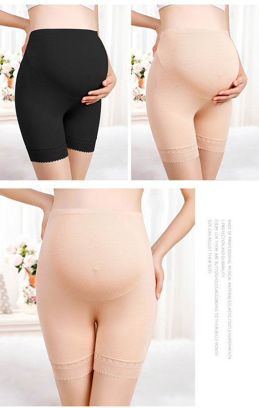 Nye Gravide Kvinder Modal Sikkerhedsbukser Mode Justerbar Mave Løft Sommer Leggings Tynde Blondekant Gravide Kvinder