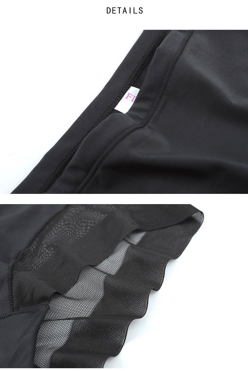 Summer High Waist Belly Pants Mesh Stitching Postpartum Belly Pants Breathable Ultra-thin Ladies Underwear