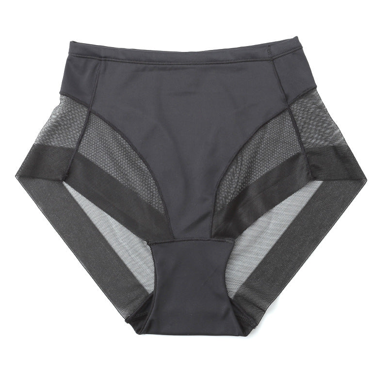 Summer High Waist Belly Pants Mesh Stitching Postpartum Belly Pants Breathable Ultra-thin Ladies Underwear
