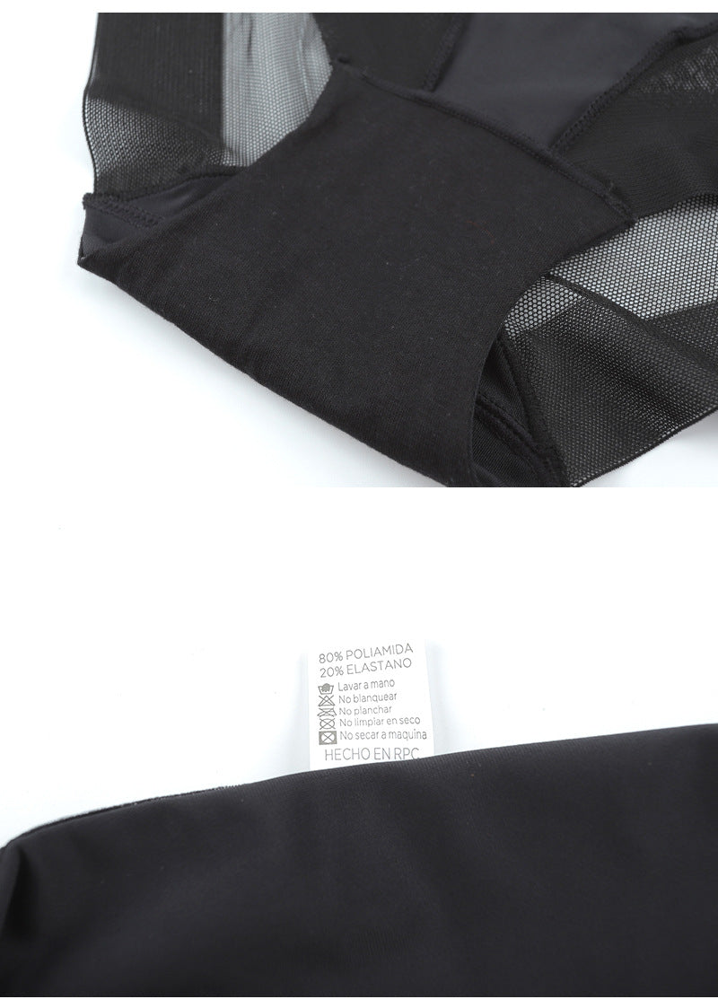 Summer High Waist Belly Pants Mesh Stitching Postpartum Belly Pants Breathable Ultra-thin Ladies Underwear