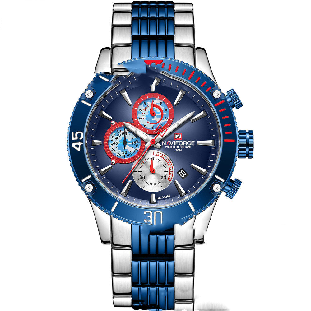 Waterproof Calendar Men'S Multi-Function Quartz Watch
