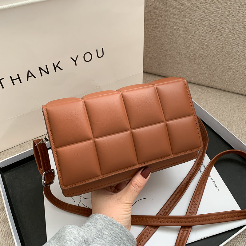 Fashion Embroidered Thread, Western Style, Messenger, Small Square Bag, Simple Texture, Shoulder Bag