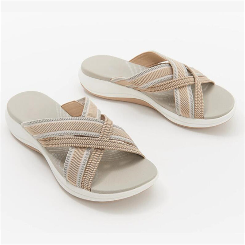 Women's Plus Size Sandals New Soft-soled Thick-soled Wedges With Flying Woven Cross Sandals