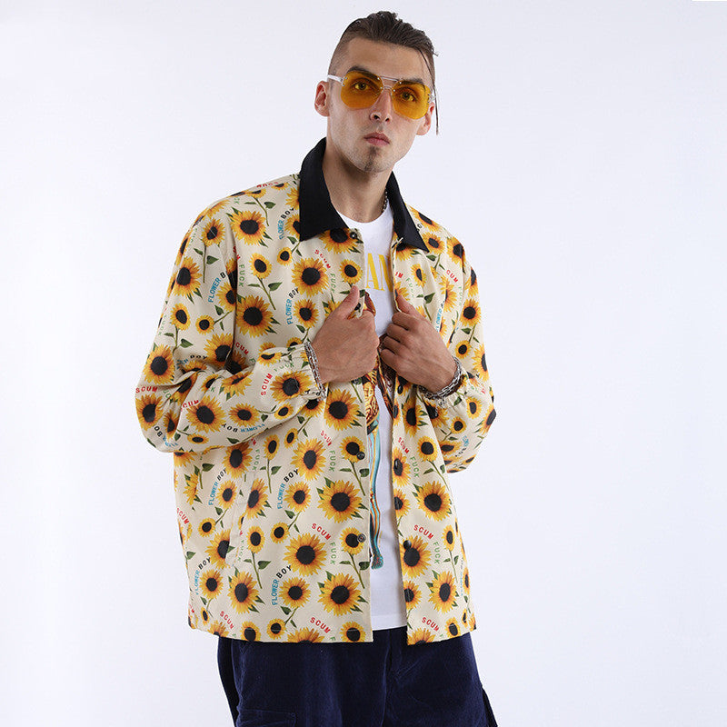 English Alphabet Pattern Stand-Collar Men'S Jacket Jacket