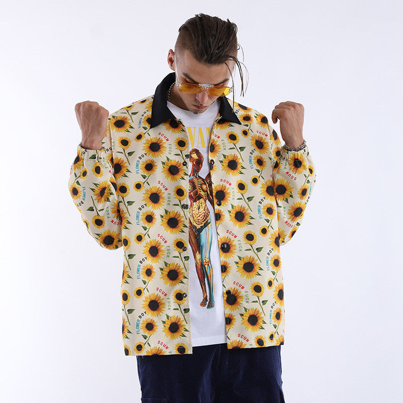 English Alphabet Pattern Stand-Collar Men'S Jacket Jacket