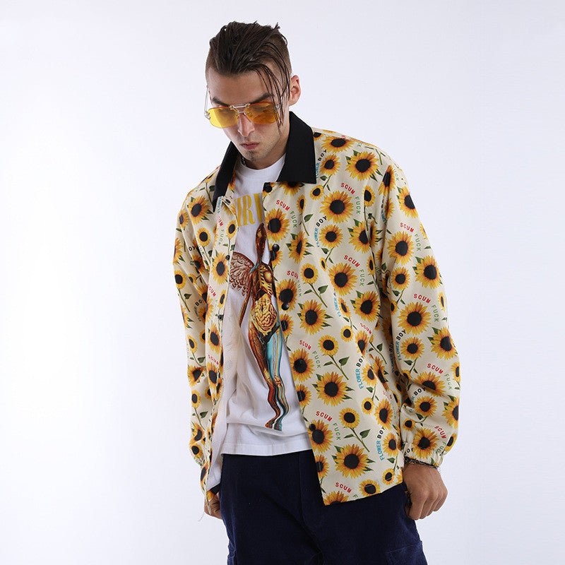 English Alphabet Pattern Stand-Collar Men'S Jacket Jacket