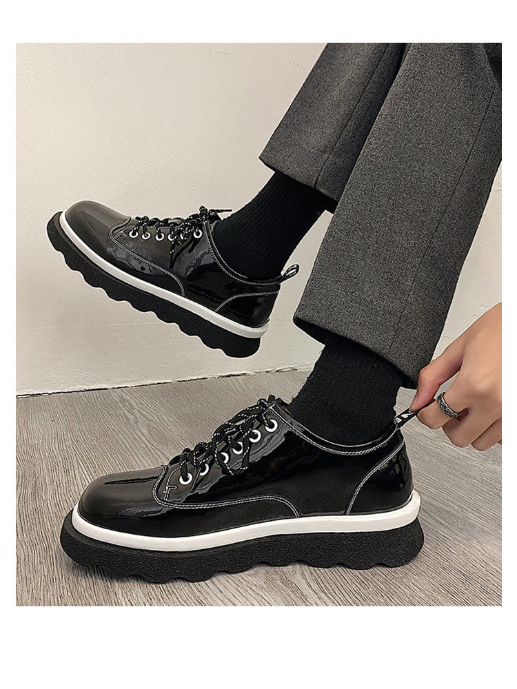 Patent Leather Bright Surface Platform Platform Shoes