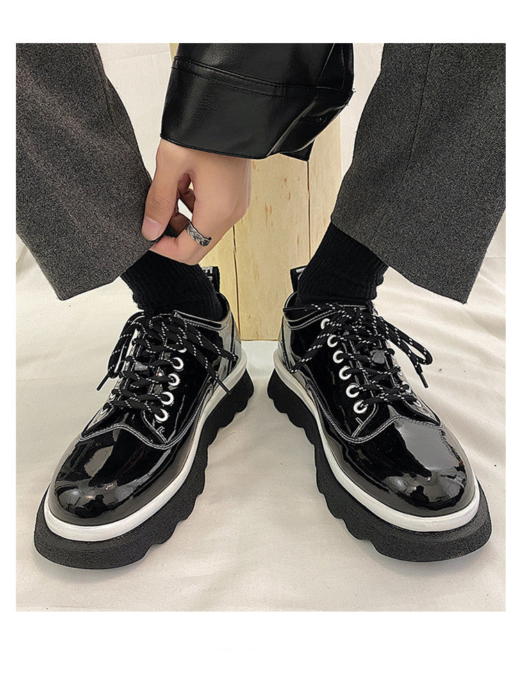 Patent Leather Bright Surface Platform Platform Shoes