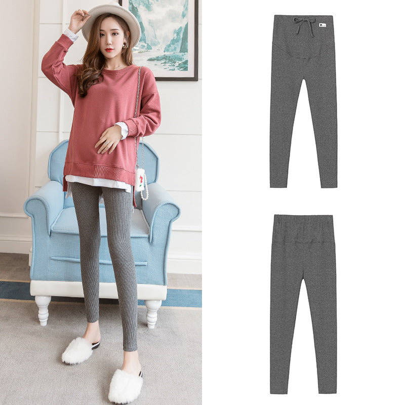 Pregnant Women'S Leggings Spring And Autumn Models New Slim Foot Pants Pregnant Women Belly Lift Pants Striped Leggings