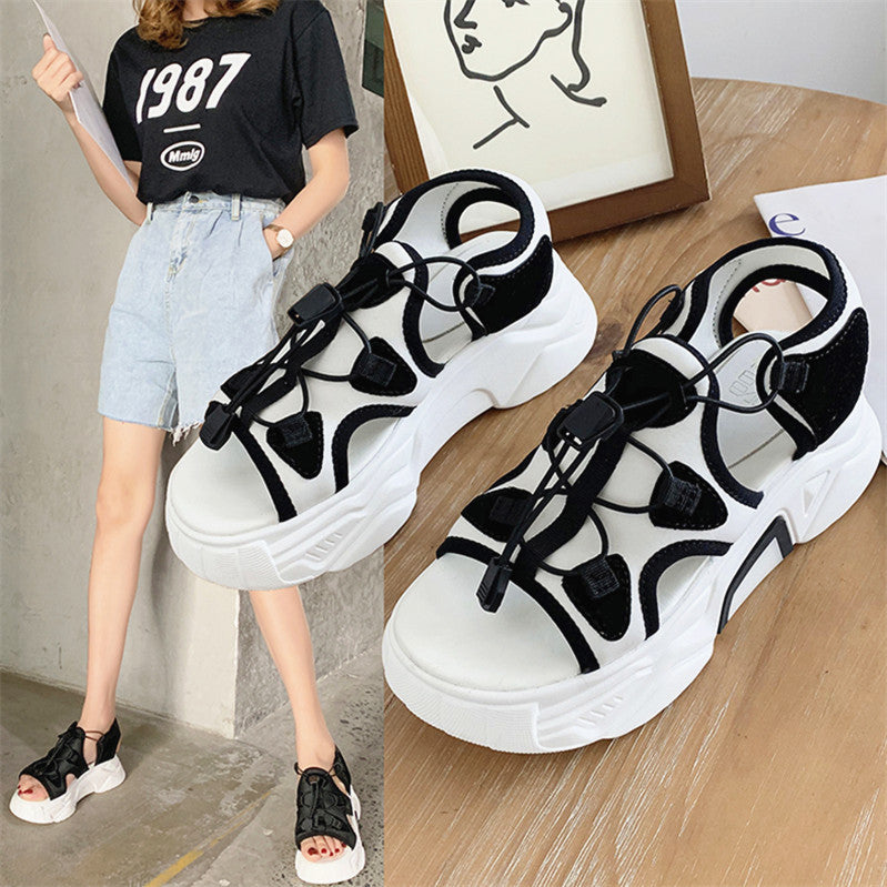 Net Celebrity Sports Sandals Female Fairy Style Summer New Korean Version With Sponge Cake Bottom