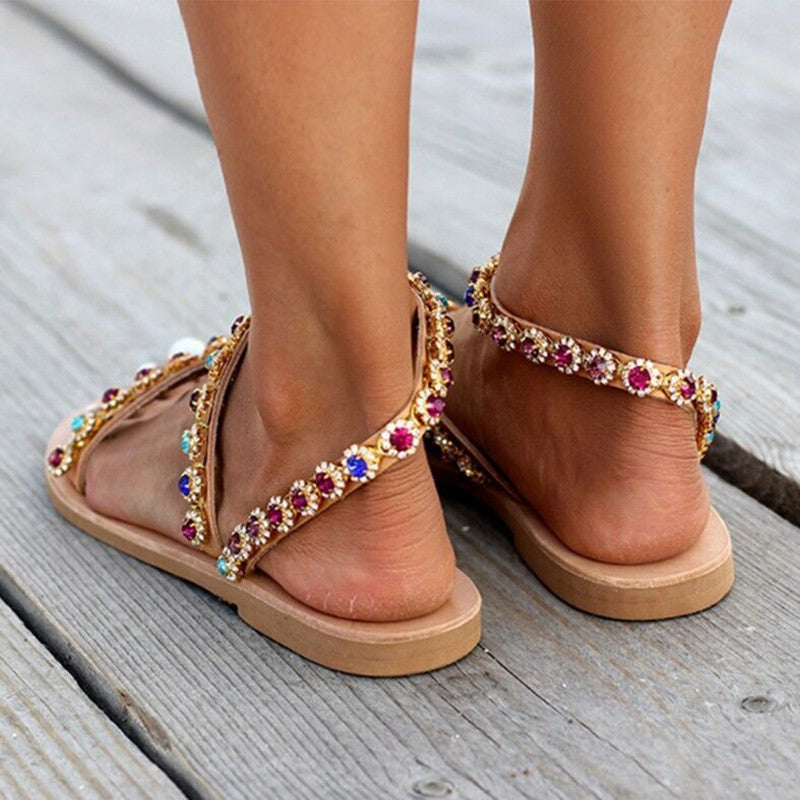 Set-toed Rhinestone Outer Wear Sandals Fashion Women's Shoes