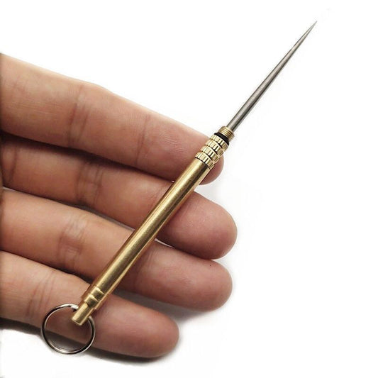 Brass Portable Waterproof Warehouse Titanium Alloy Toothpick Combination Toothpick Brass Cylinder Outdoor Portable Butt Toothpick