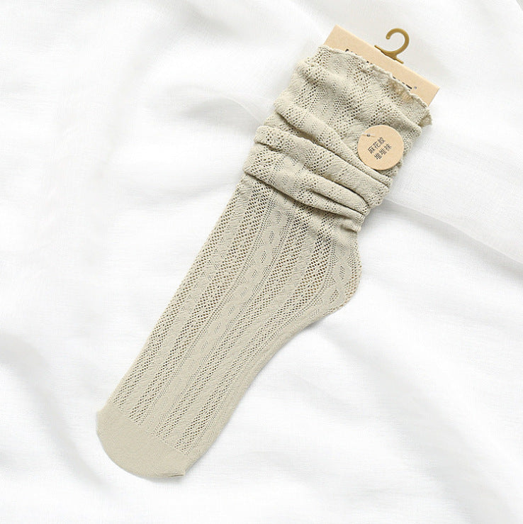 New Style Hemp Pattern Elastic Wood Ears Hollow Piled Pile Of Women'S Socks