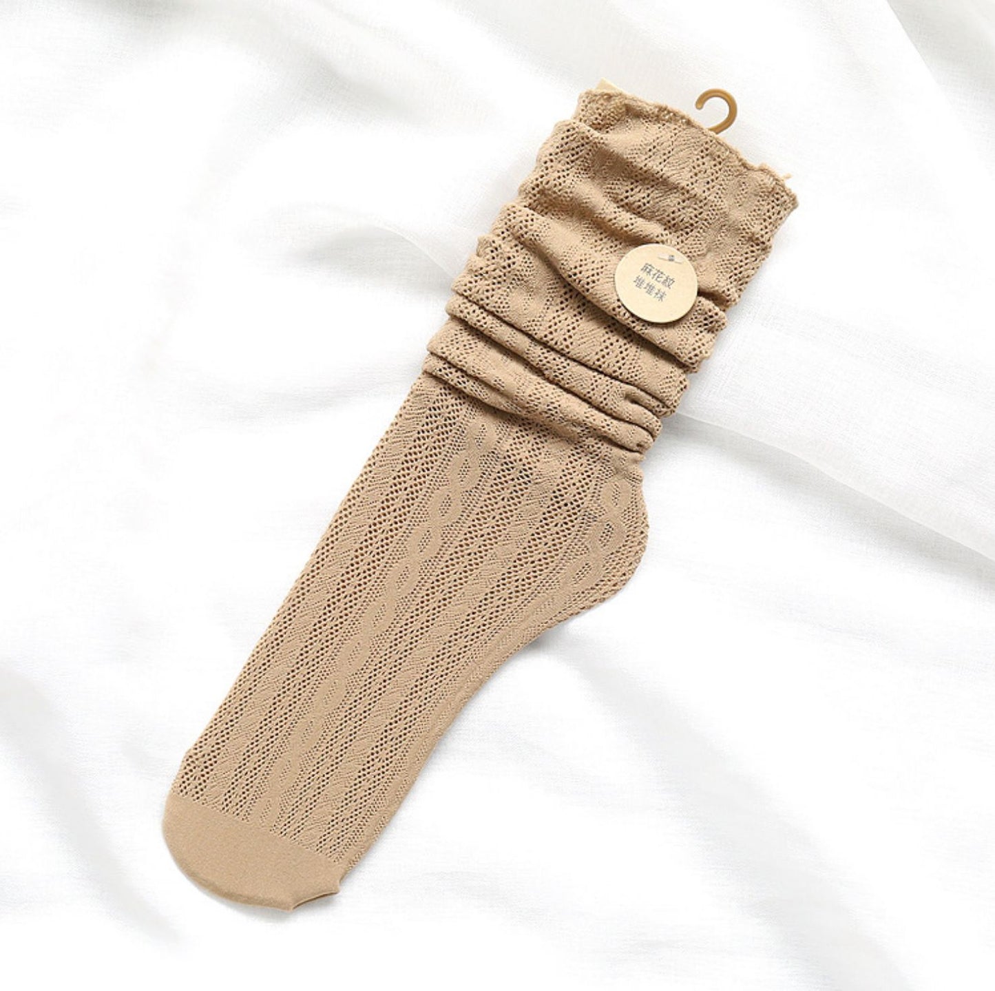 New Style Hemp Pattern Elastic Wood Ears Hollow Piled Pile Of Women'S Socks