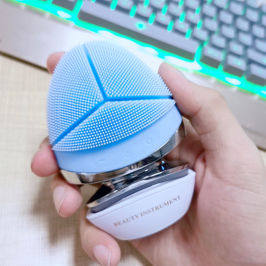 Manufacturer Ems Silicone Facial Cleansing Instrument Import Instrument Ipl Micro Current Beauty Instrument Heating Vibration Face Washing Instrument Cleaner
