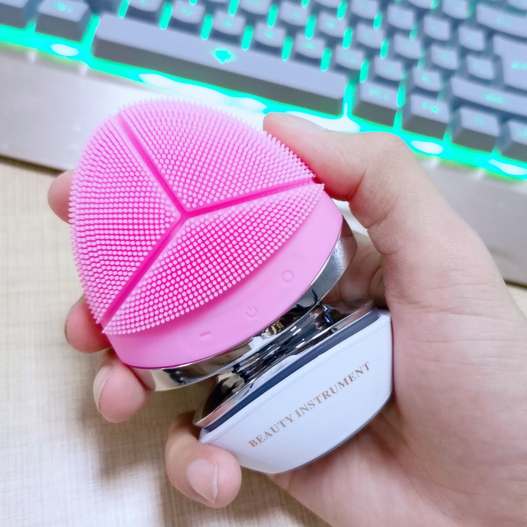 Manufacturer Ems Silicone Facial Cleansing Instrument Import Instrument Ipl Micro Current Beauty Instrument Heating Vibration Face Washing Instrument Cleaner