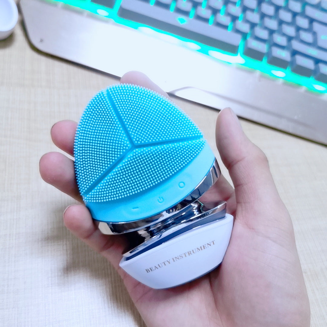 Manufacturer Ems Silicone Facial Cleansing Instrument Import Instrument Ipl Micro Current Beauty Instrument Heating Vibration Face Washing Instrument Cleaner
