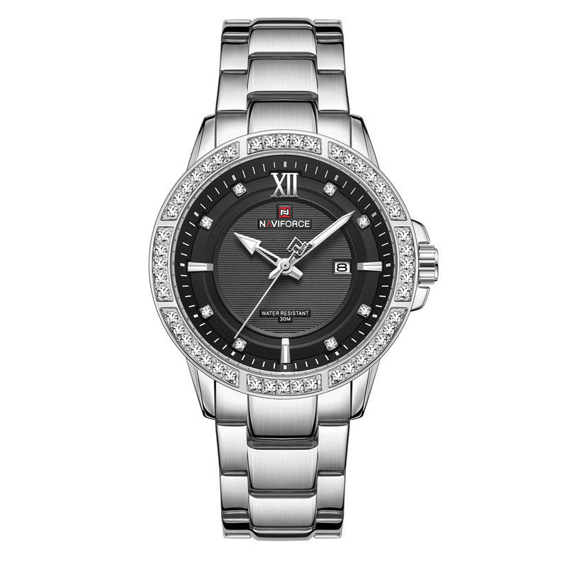 Diamond watch men's waterproof luminous large dial quartz watch
