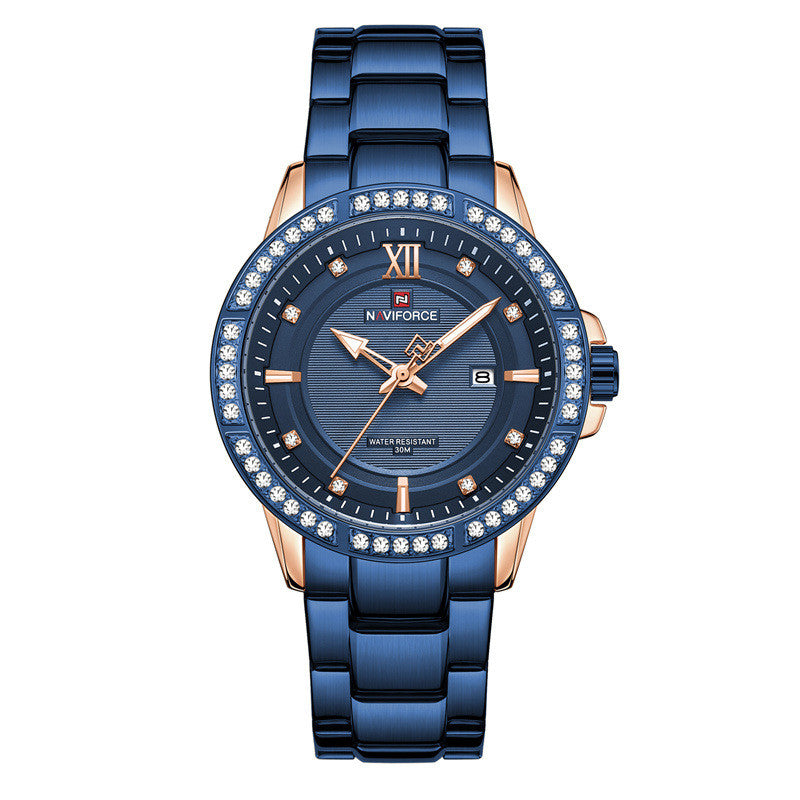 Diamond watch men's waterproof luminous large dial quartz watch