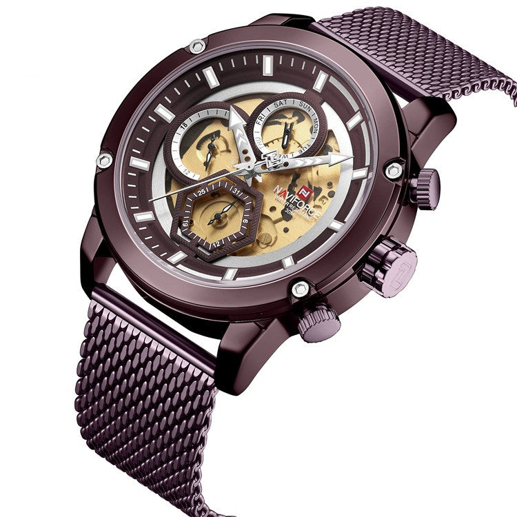 Naviforce Lingxiang Nf9167 Japanese Movement Men'S Watch Luminous Water Three Eyes Six Hands Men'S Quartz Watch