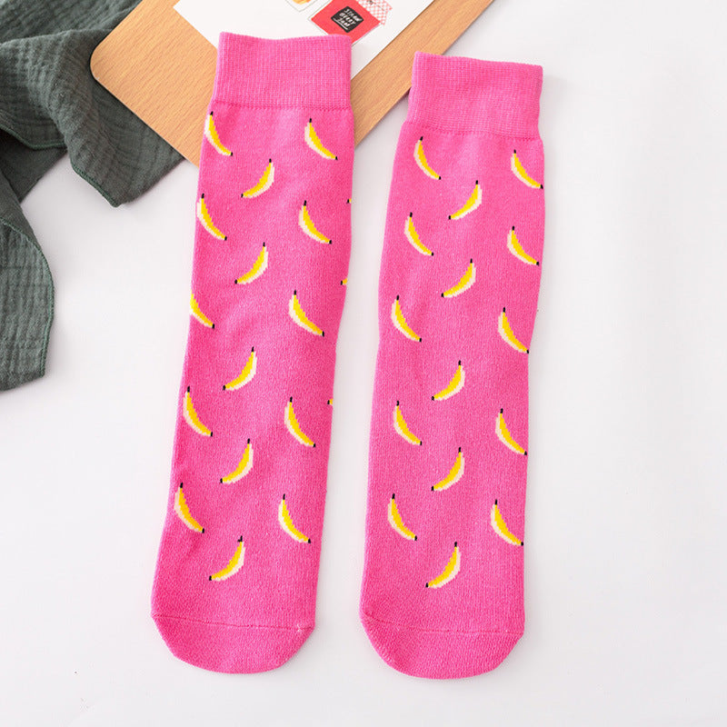 Cartoon Gourmet Fruit Tide Socks Wholesale Sweet And Versatile Casual Straight High Socks