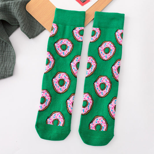 Cartoon Gourmet Fruit Tide Socks Wholesale Sweet And Versatile Casual Straight High Socks
