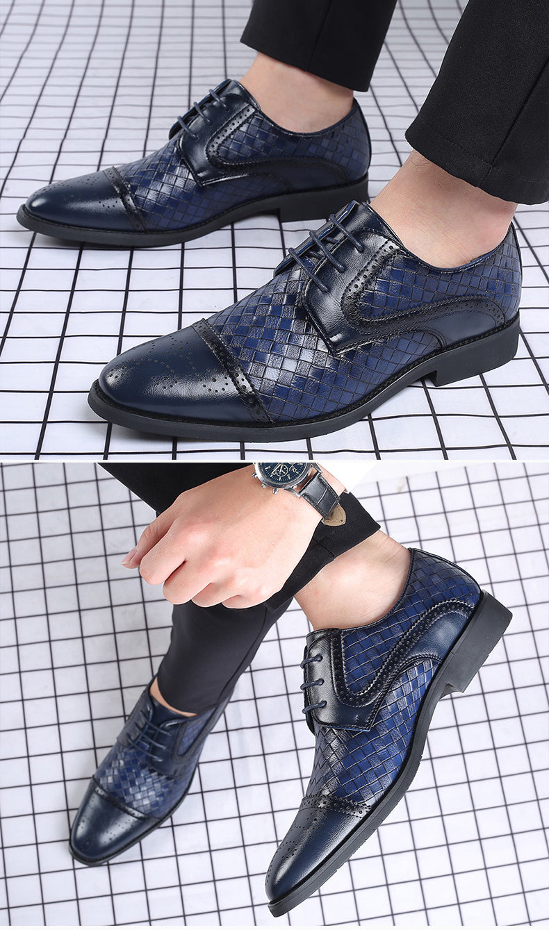 Fall New European Style British Large Size Men's Shoes Woven Fashion Brooch Carved Men's Formal Leather shoes